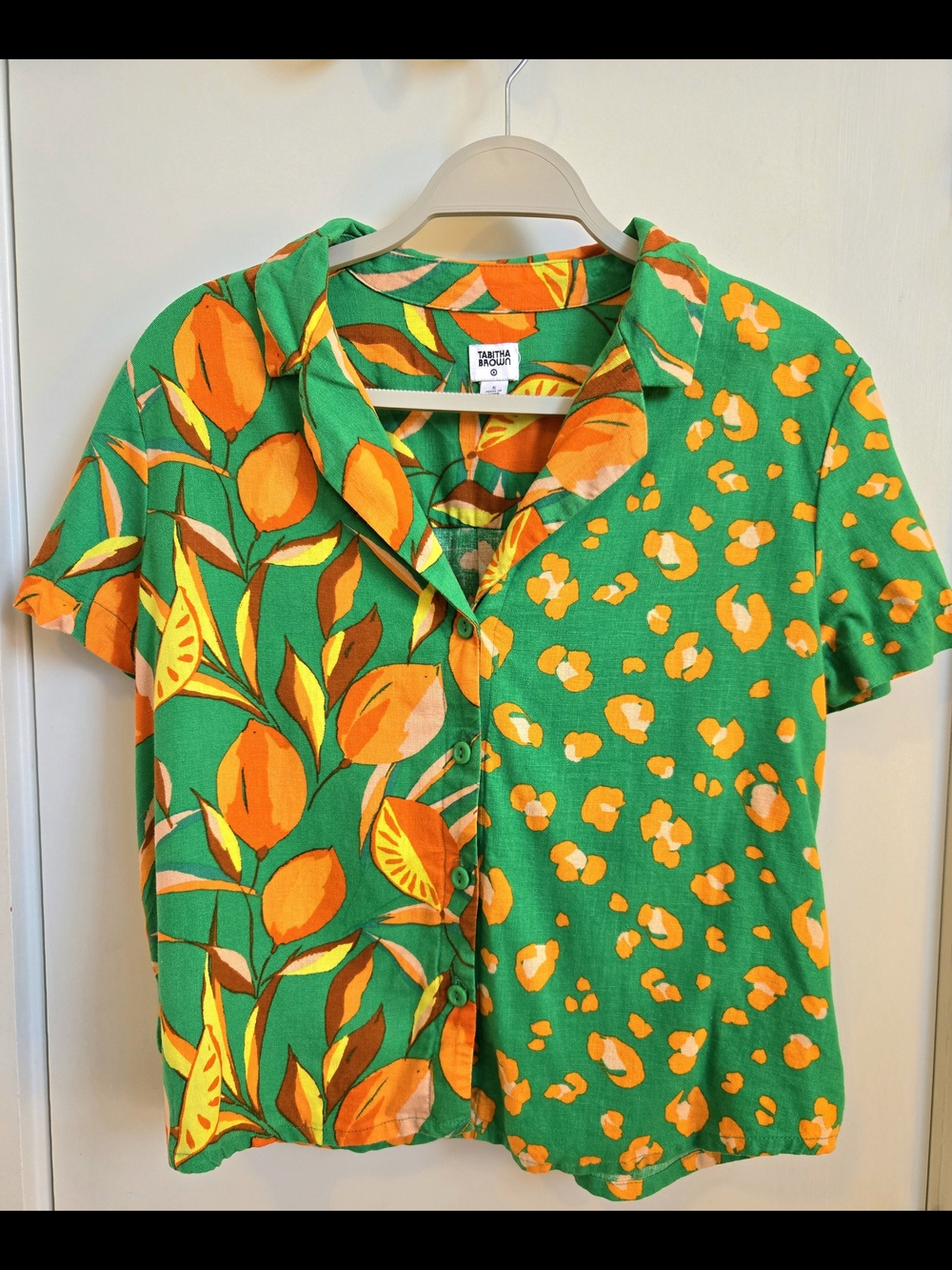 TANTRA Bright Green & Orange Button-Down Shirt